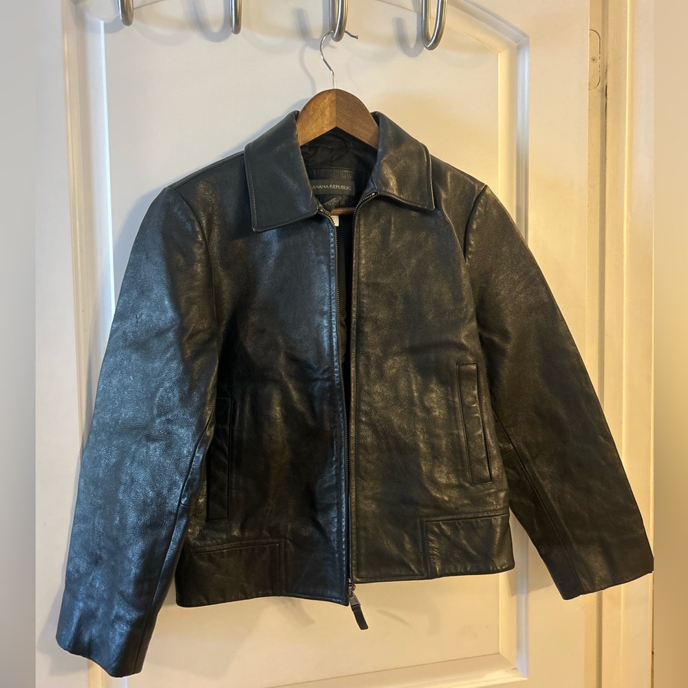 Banana Republic Black Leather Jacket size XS